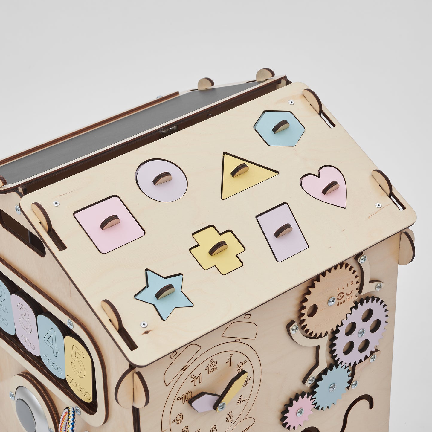 BusyBoard Sensory Playhouse Natura Pastel – Limited Montessori Edition with over 30 activities