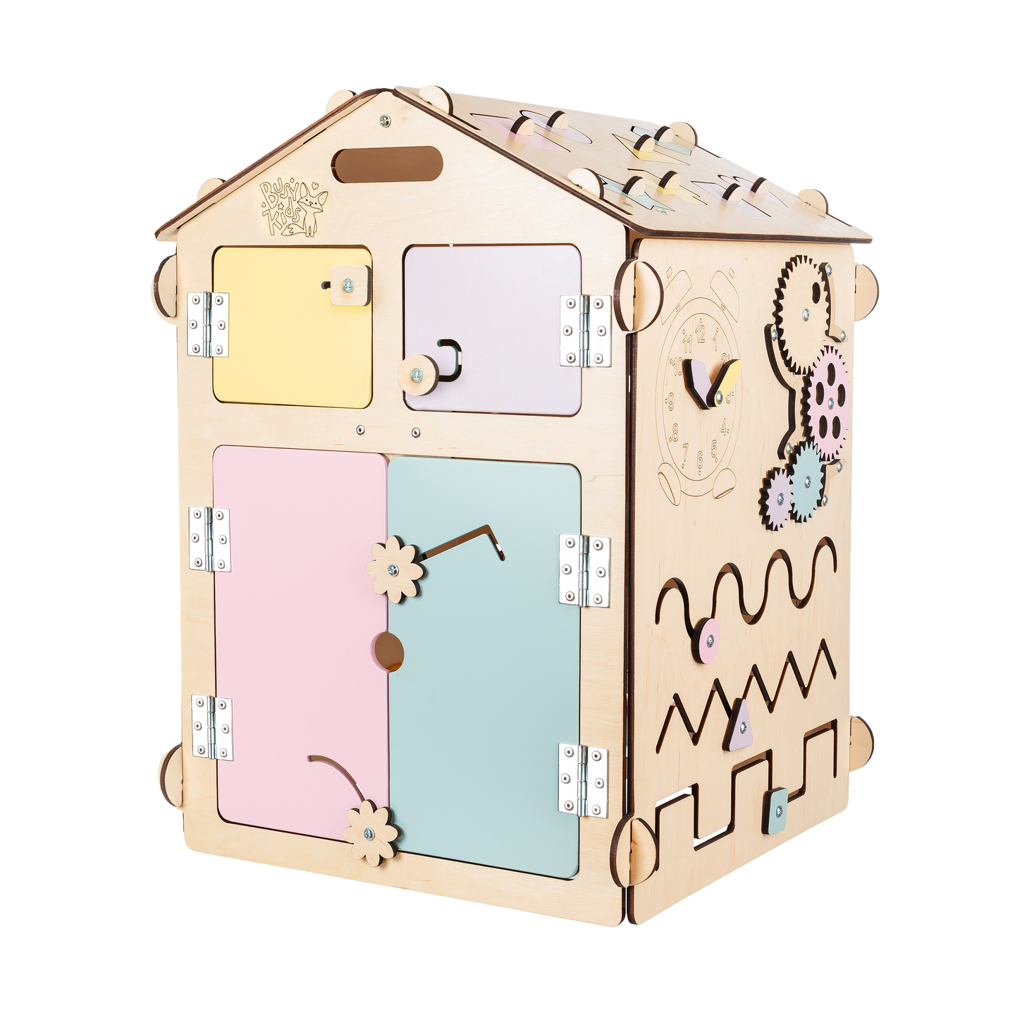 BusyBoard sensorisches Spielhaus Natura Pastell – Limitierte Montessori-Ausgabe mit über 30 Aktivitäten.