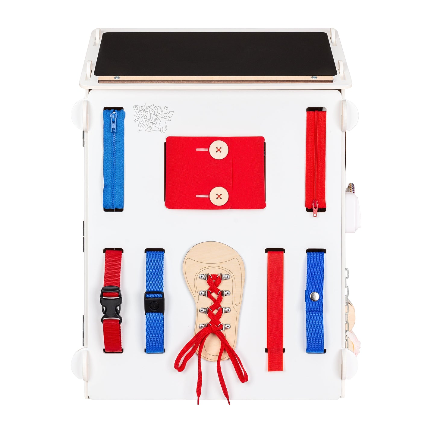 BusyBoard sensorisches Spielhaus Mini – Montessori Holzspielzeug mit über 20 Aktivitäten.