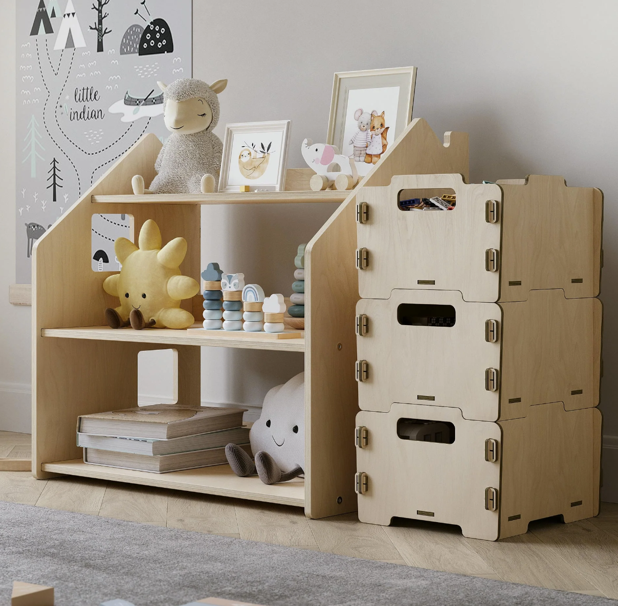 Montessori Aufbewahrungsbox aus Holz