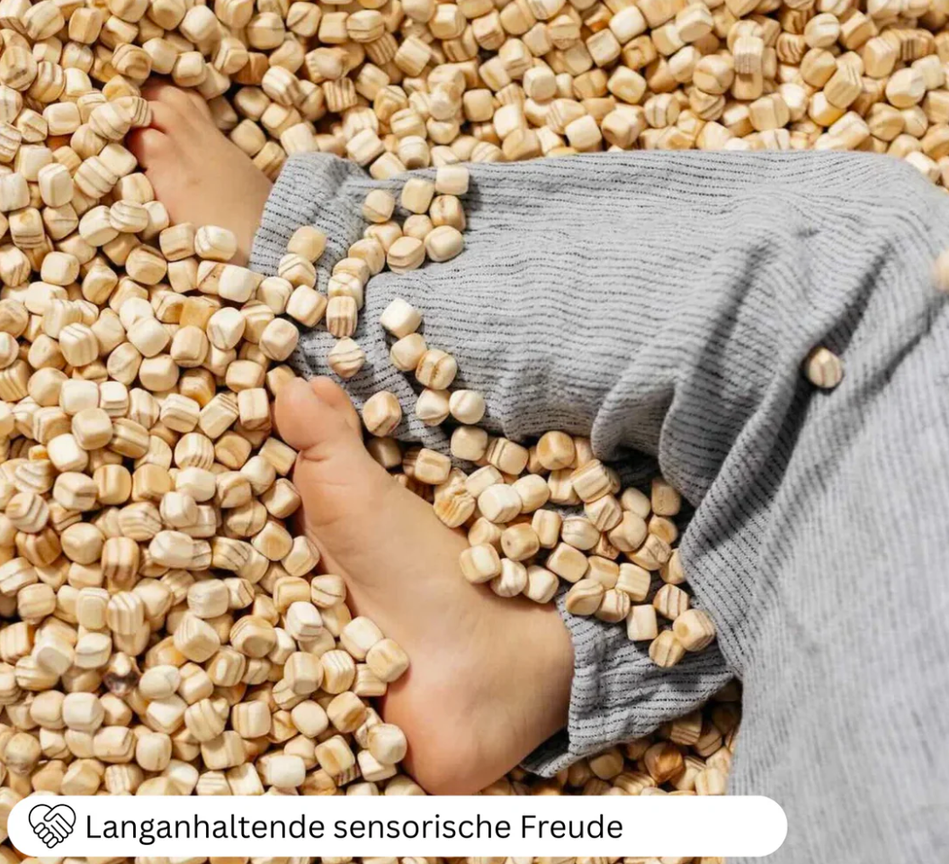 Flowfull® Indoor Würfel-Sandkasten SET (Becken + Holzwürfel).