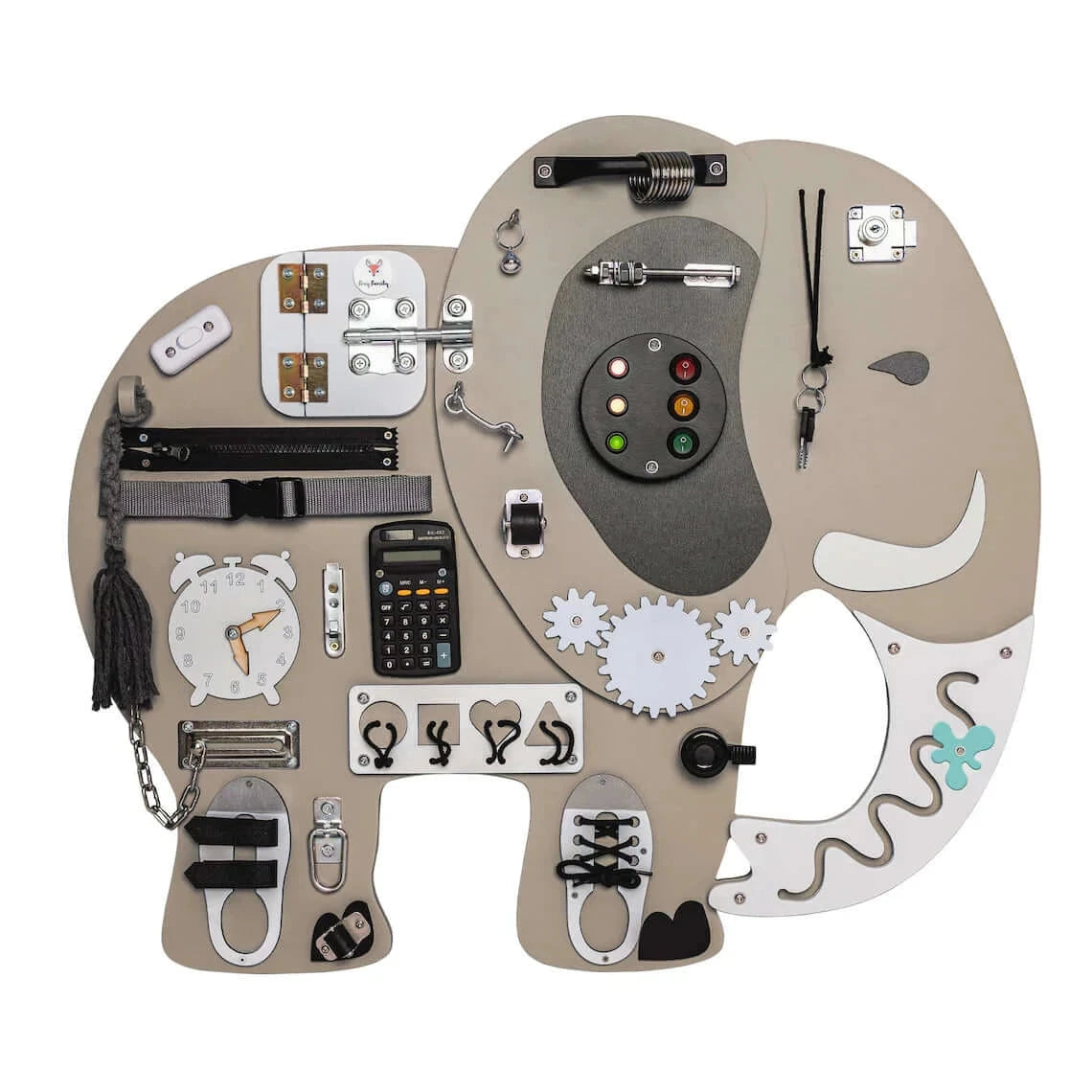 Activity Board Montessori Busyboard Motorikbrett Holz, Elefant.