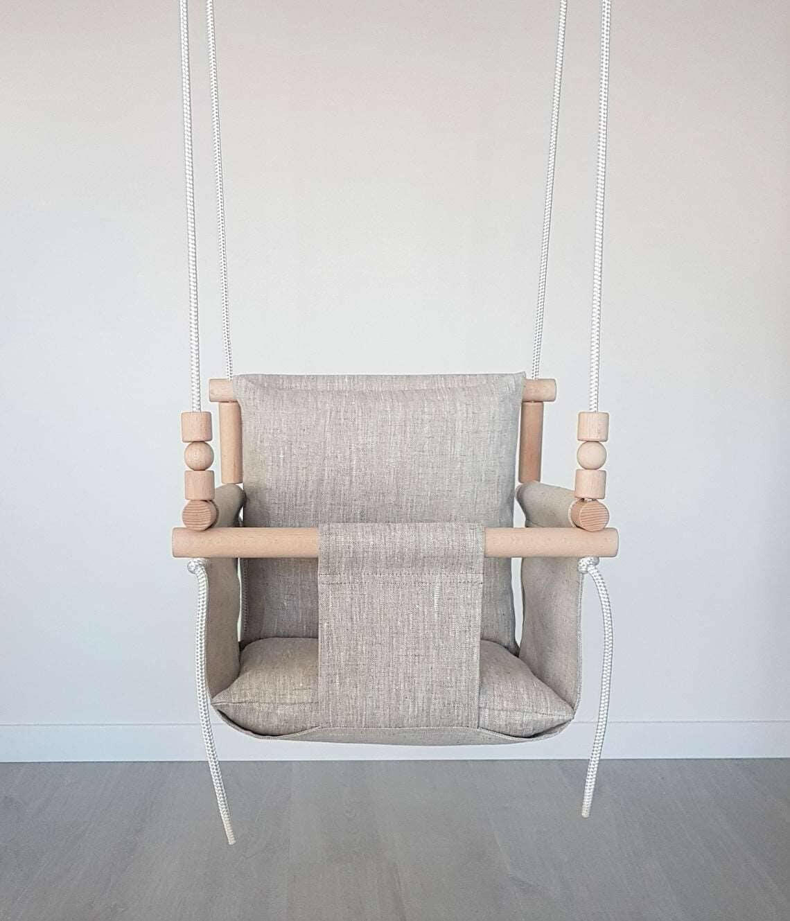 Babyschaukel Leinen, Melange , Hohe Rückenlehne.
