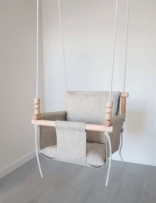Baby swing linen, melange, high backrest