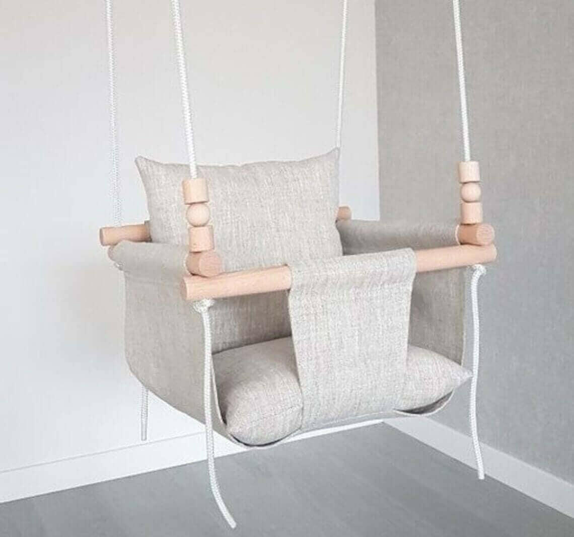 Babyschaukel Leinen, Melange, niedrige Rückenlehne.