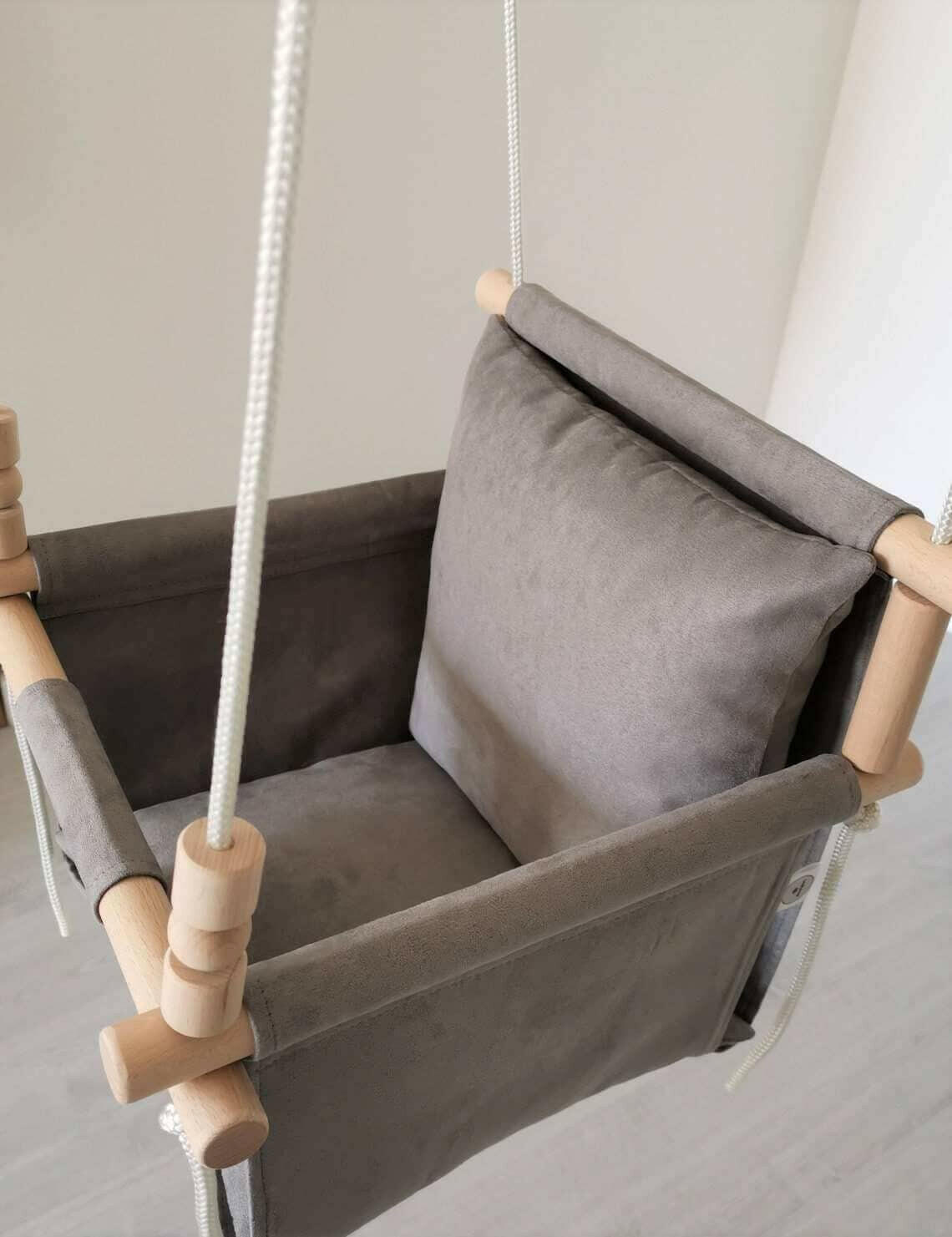 Babyschaukel NUBUCK, Grau, Hohe Rückenlehne.