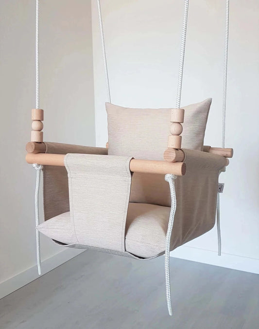 Baby swing fabric, weatherproof, beige, low backrest