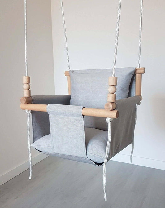 Baby swing fabric weatherproof, light gray, high backrest