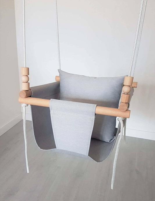 Baby swing fabric, weatherproof, light gray, low backrest