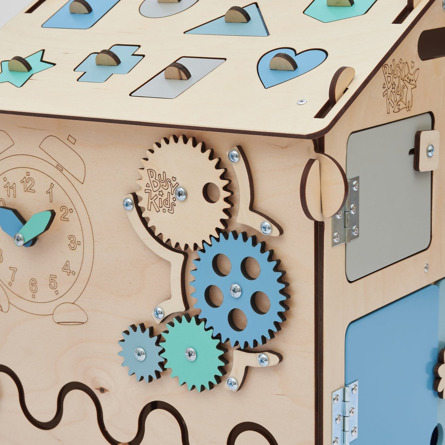 BusyBoard sensorisches Spielhaus Natura Mint – Limitierte Montessori - Ausgabe mit über 30 Aktivitäten - BesonderesHoch2