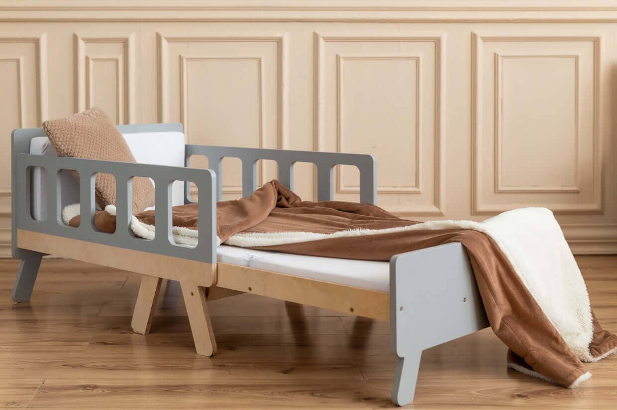 Flexibles Mitwachsendes Kinderbett, Montessori Babybett Family-SCL Grau