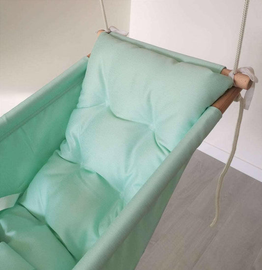 Large baby swing hammock made of weatherproof polyester, mint