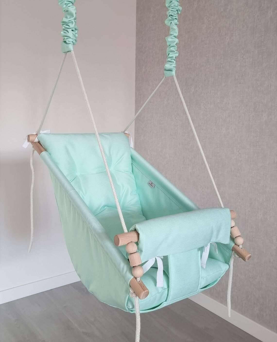 Große Babyschaukel Hängematte aus Polyester wetterfest, mint.