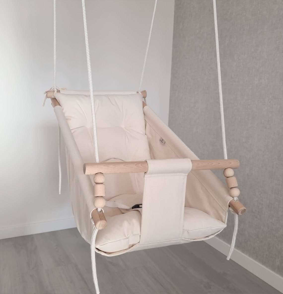große babyschaukel aus baumwolle, creme weiß - besondereshoch2