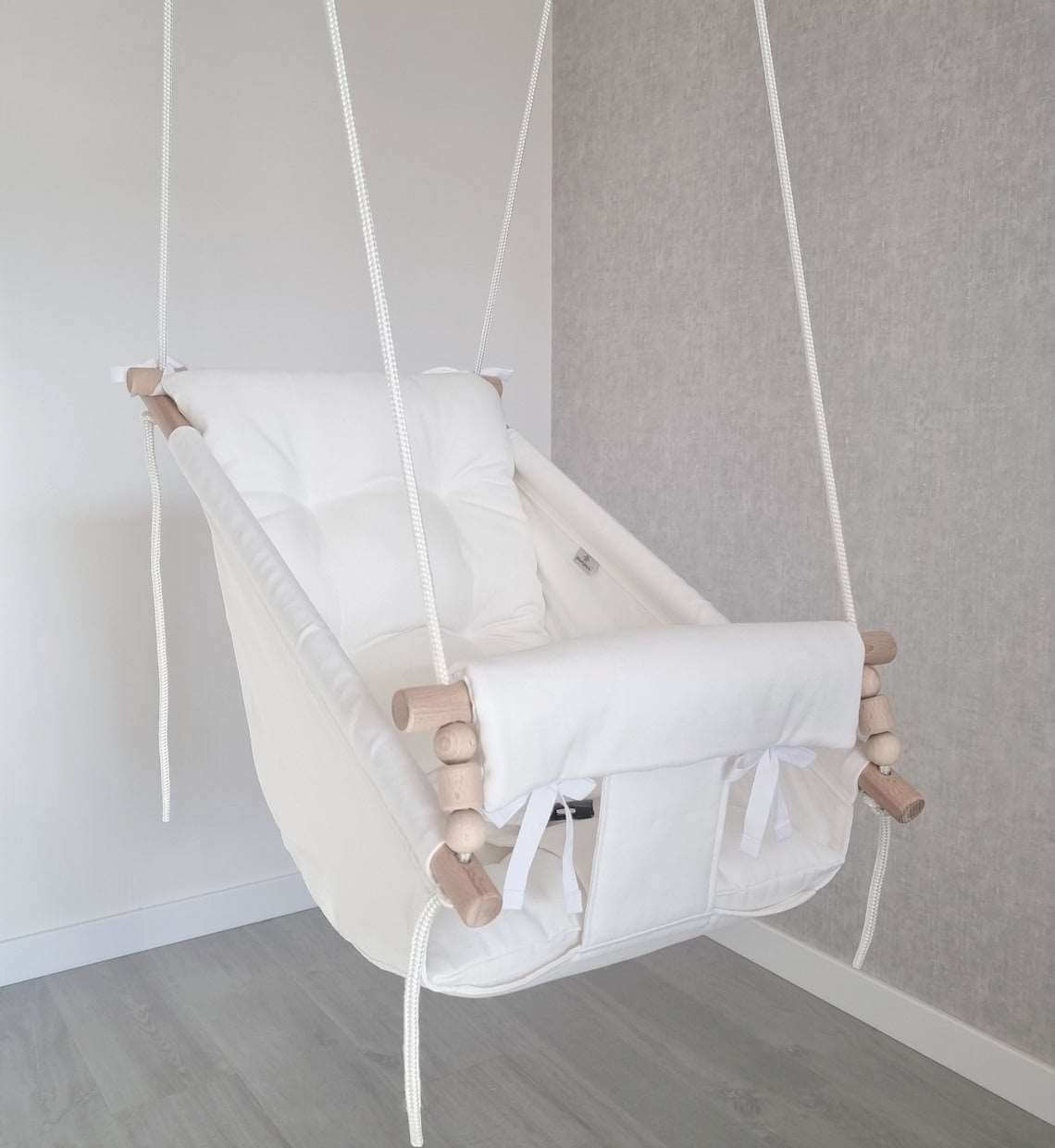 große babyschaukel aus baumwolle, weiß - besondereshoch2