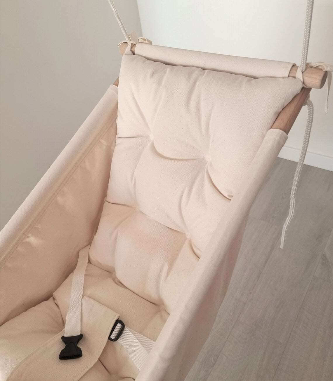 große babyschaukel aus baumwolle, creme weiß - besondereshoch2