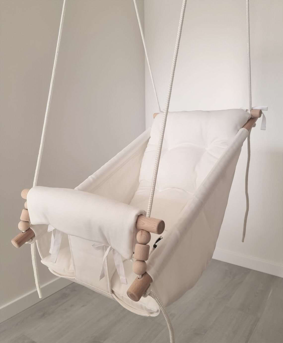 große babyschaukel aus baumwolle, weiß - besondereshoch2