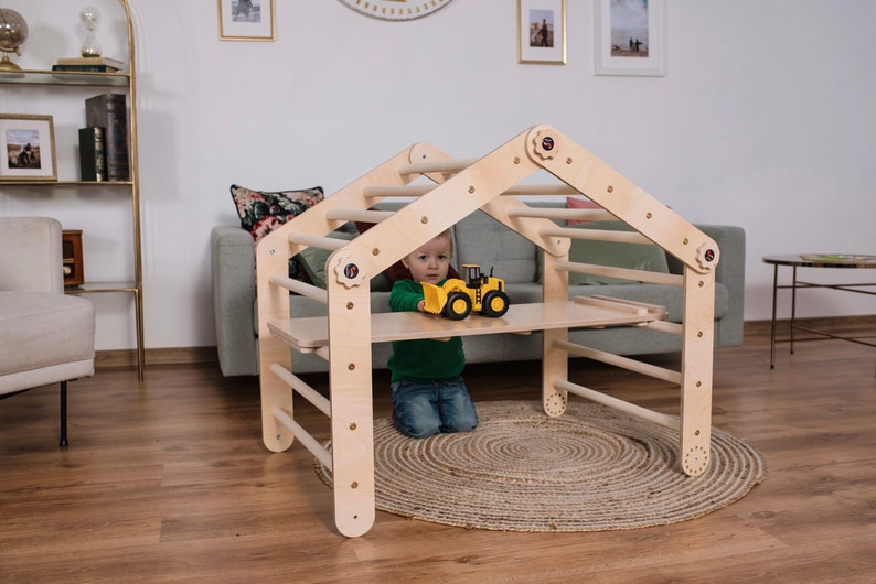 kletterdreieck set, kletterbogen, rutsche, pikler dreieck - pastell - natur - besondereshoch2