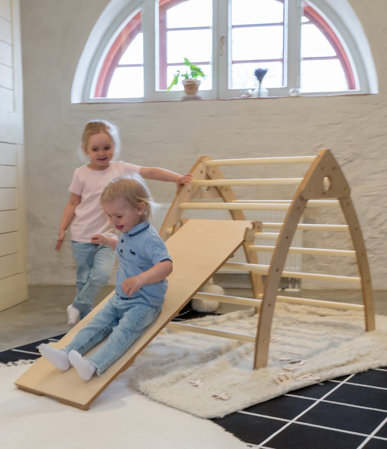 faltbares kletterdreieck, pikler art, montessori, rutschrampe, tisch - besondereshoch2