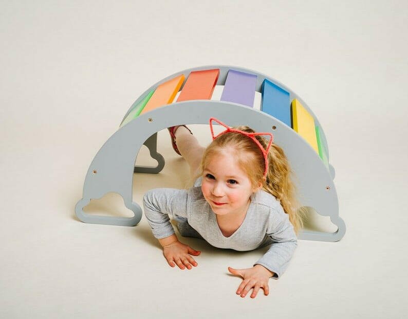 Kletterbogen mit Rutsche, Pikler Art, Montessori, Rampe, Schaukeln - BesonderesHoch2