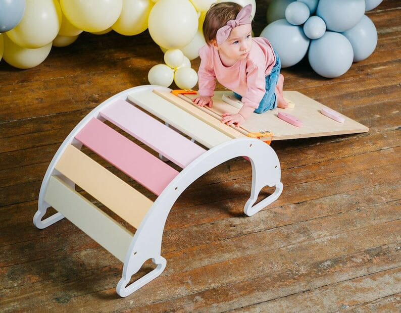 Kletterbogen mit Rutsche, Pikler Art, Montessori, Rampe, Schaukeln.