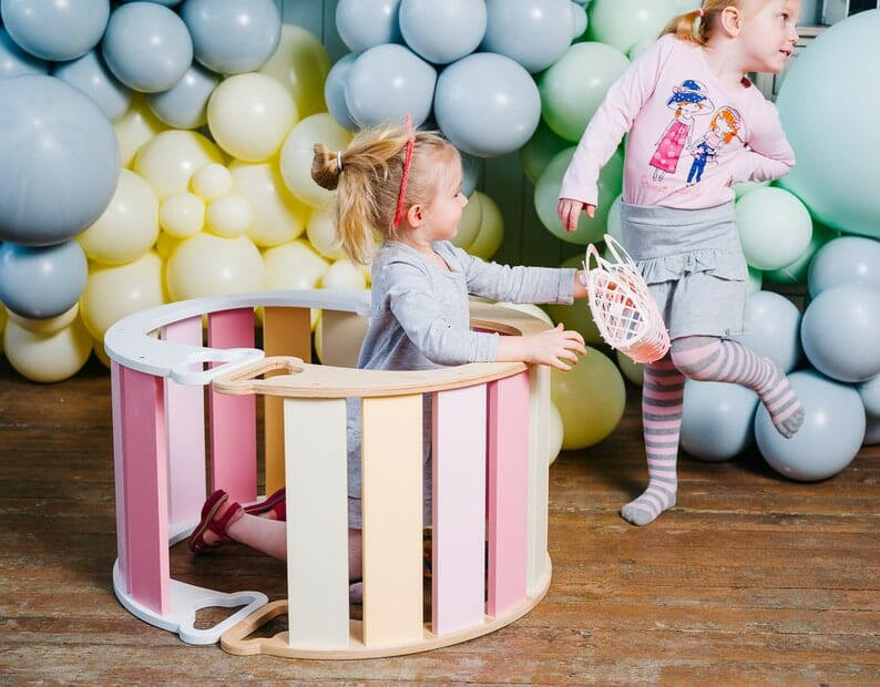 Kletterbogen mit Rutsche, Pikler Art, Montessori, Rampe, Schaukeln.
