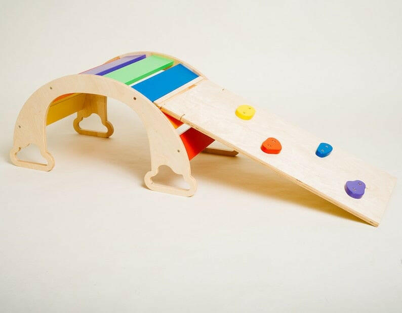 Kletterbogen mit Rutsche, Pikler Art, Montessori, Rampe, Schaukeln.