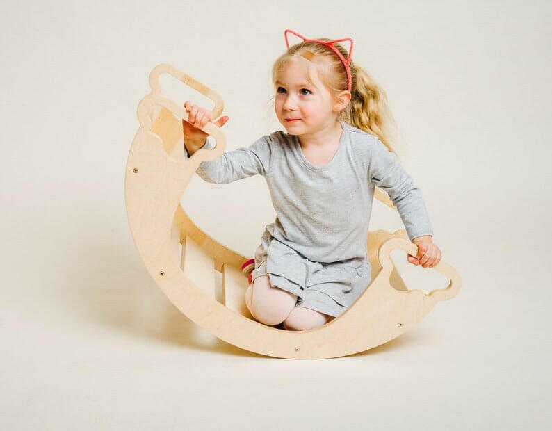 Kletterbogen mit Rutsche, Pikler Art, Montessori, Rampe, Schaukeln.