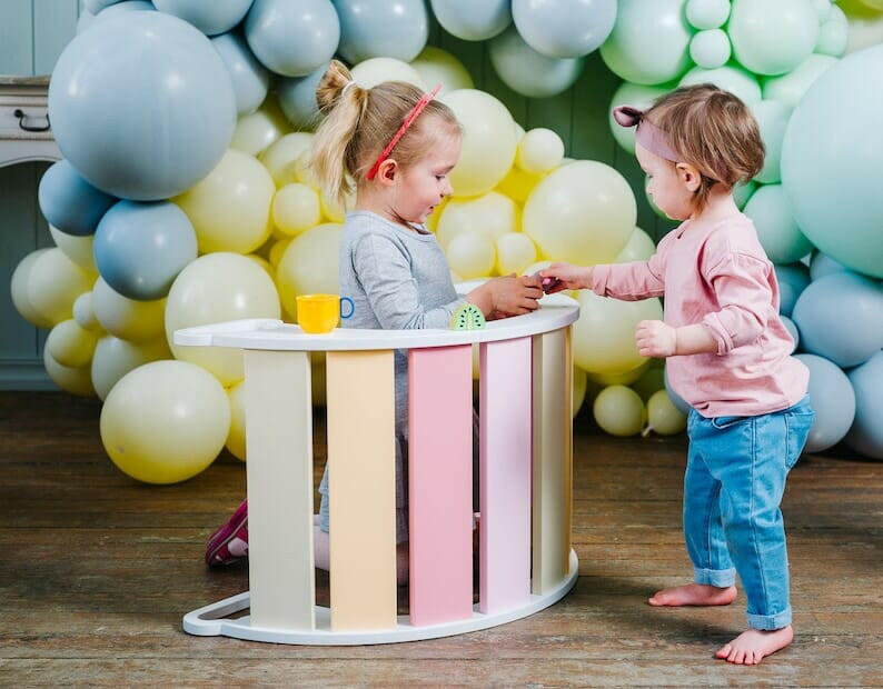 Kletterbogen mit Rutsche, Pikler Art, Montessori, Rampe, Schaukeln.