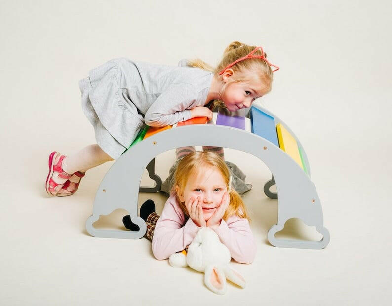 Kletterbogen mit Rutsche, Pikler Art, Montessori, Rampe, Schaukeln.