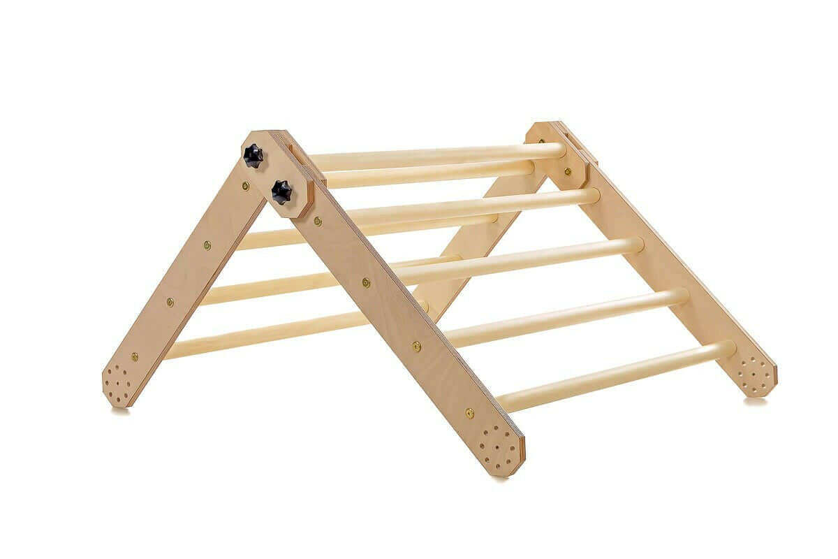 Kletterdreieck Set 3 in 1 mit Rutsche - Pikler Dreieck mit Rampe.