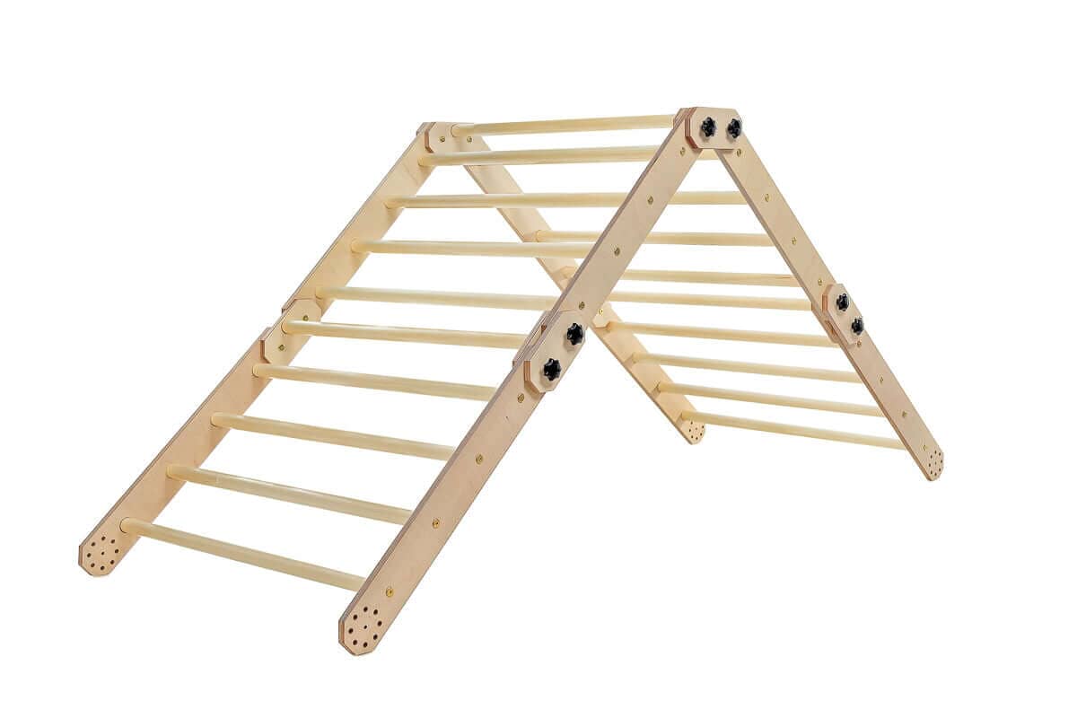 Kletterdreieck Set 3 in 1 mit Rutsche - Pikler Dreieck mit Rampe Luula