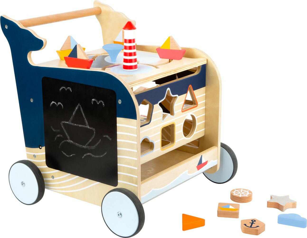 Lauflernwagen Wal aus Holz.