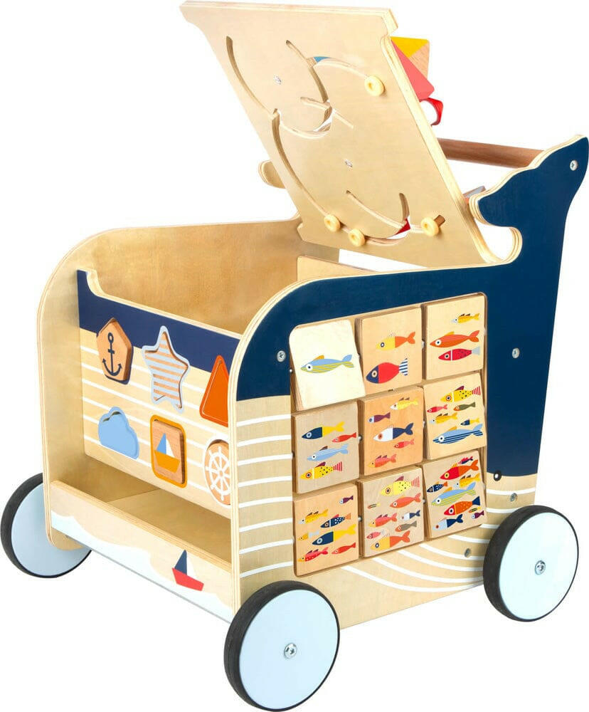 Lauflernwagen Wal aus Holz.