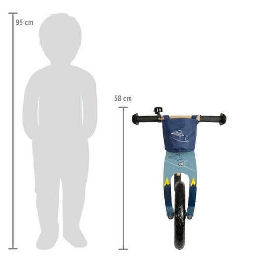 Balance bike blue paper airplane