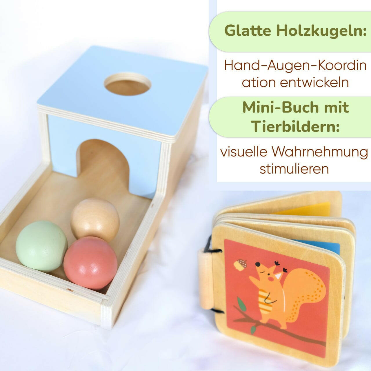 Montessori-Box für Kinder von 6 bis 12 Monaten.