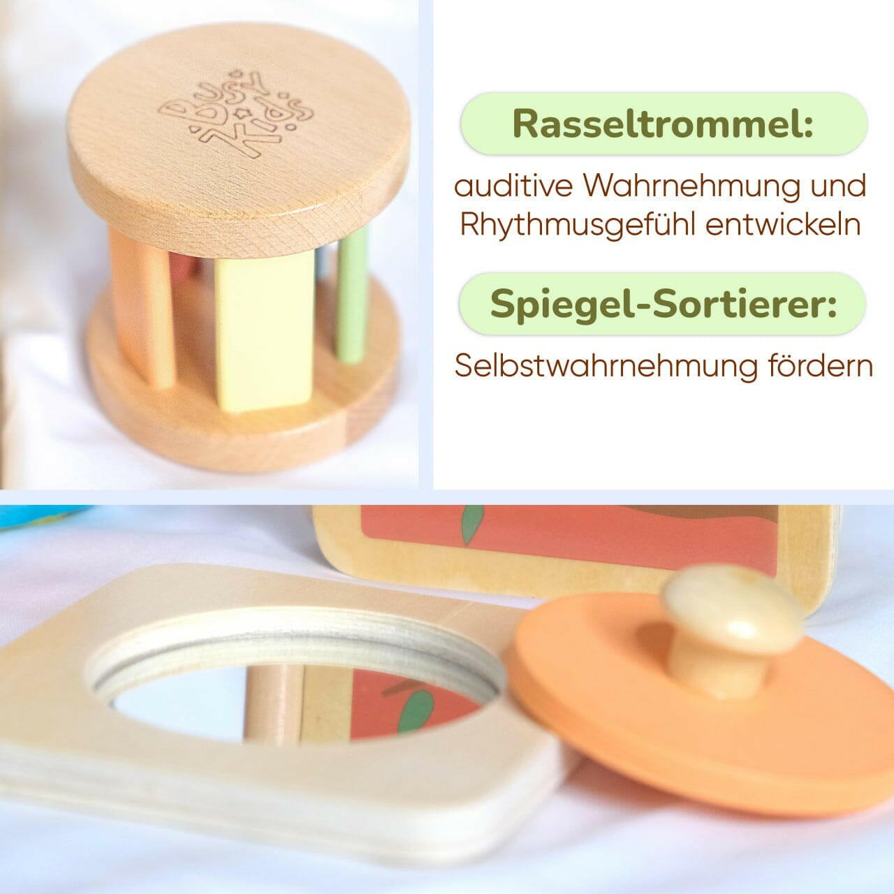 Montessori-Box für Kinder von 6 bis 12 Monaten.