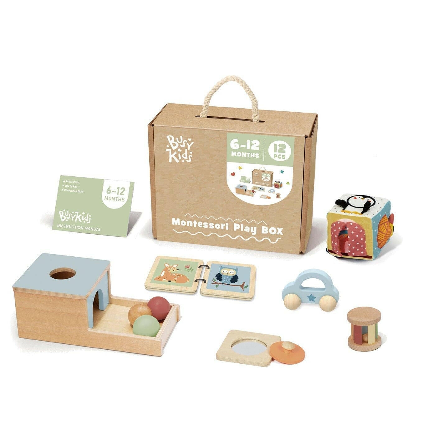Montessori-Box für Kinder von 6 bis 12 Monaten.