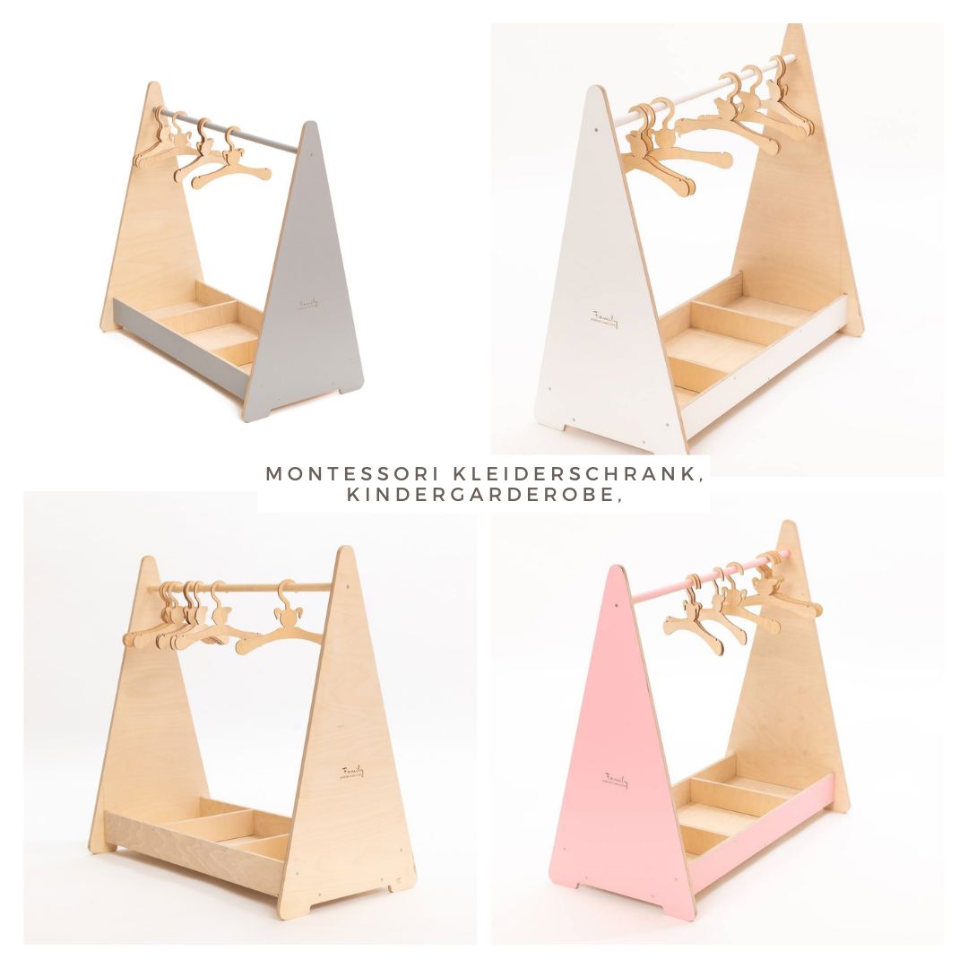 Montessori Kleiderschrank, Kindergarderobe, Gaderobe Family-SCL