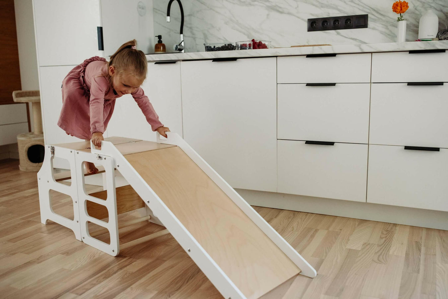 Montessori Lernturm, 3 in 1, Montessori Turm, Rutsche.