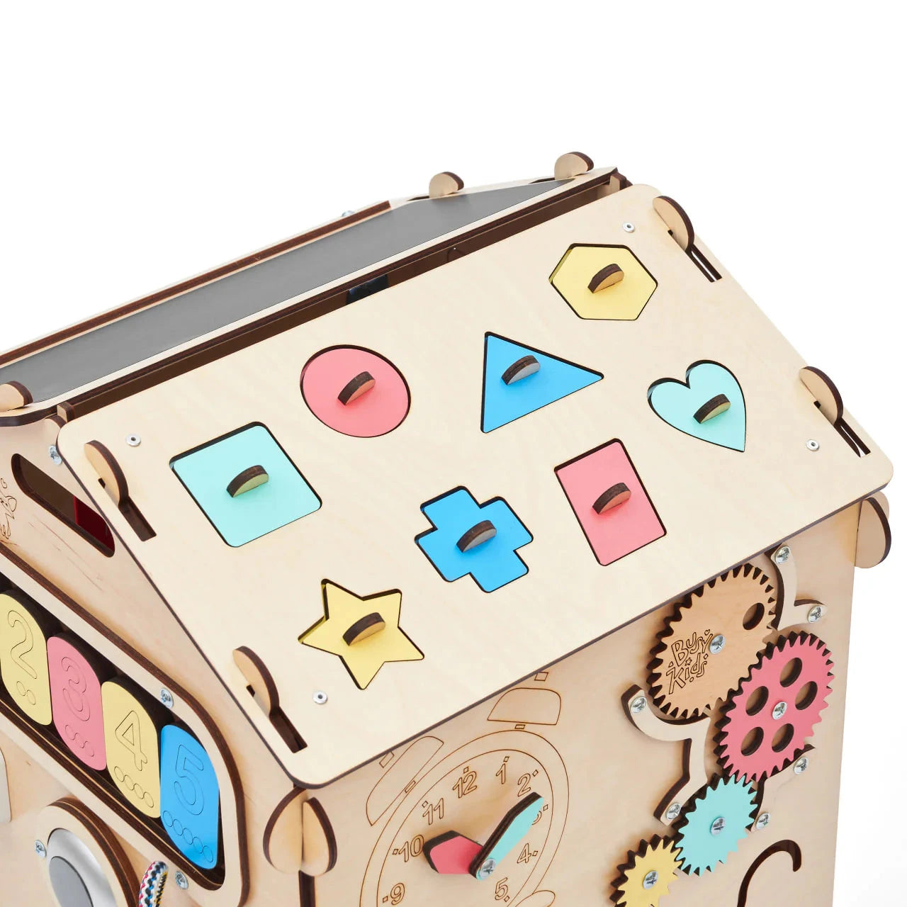 BusyBoard sensorisches Spielhaus Natura – Montessori Holzspielzeug mit über 30 Aktivitäten.