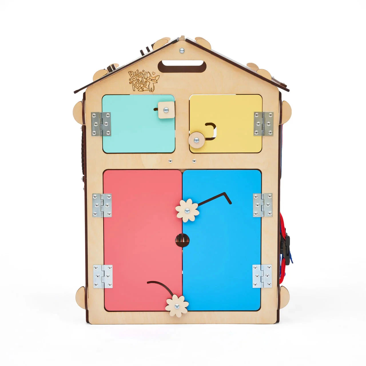 BusyBoard sensorisches Spielhaus Natura – Montessori Holzspielzeug mit über 30 Aktivitäten.