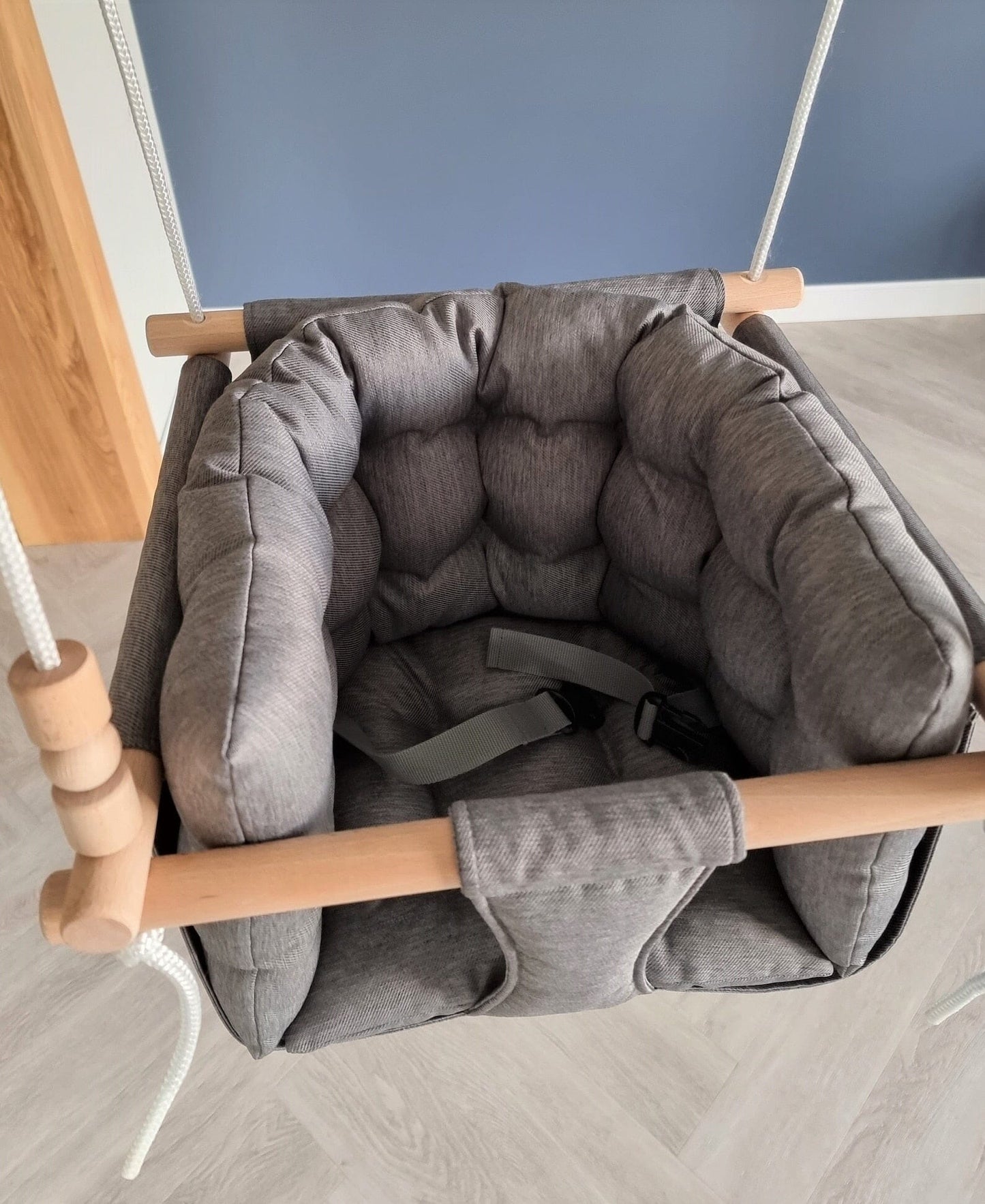 Premium Babyschaukel aus Polyester, Wetterfest, Dunkelgrau Pumpur