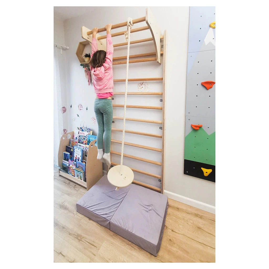 Sprossenwand Kinderzimmer, Kletterleiter, Schaukel, Klimmzugstange hopahopa