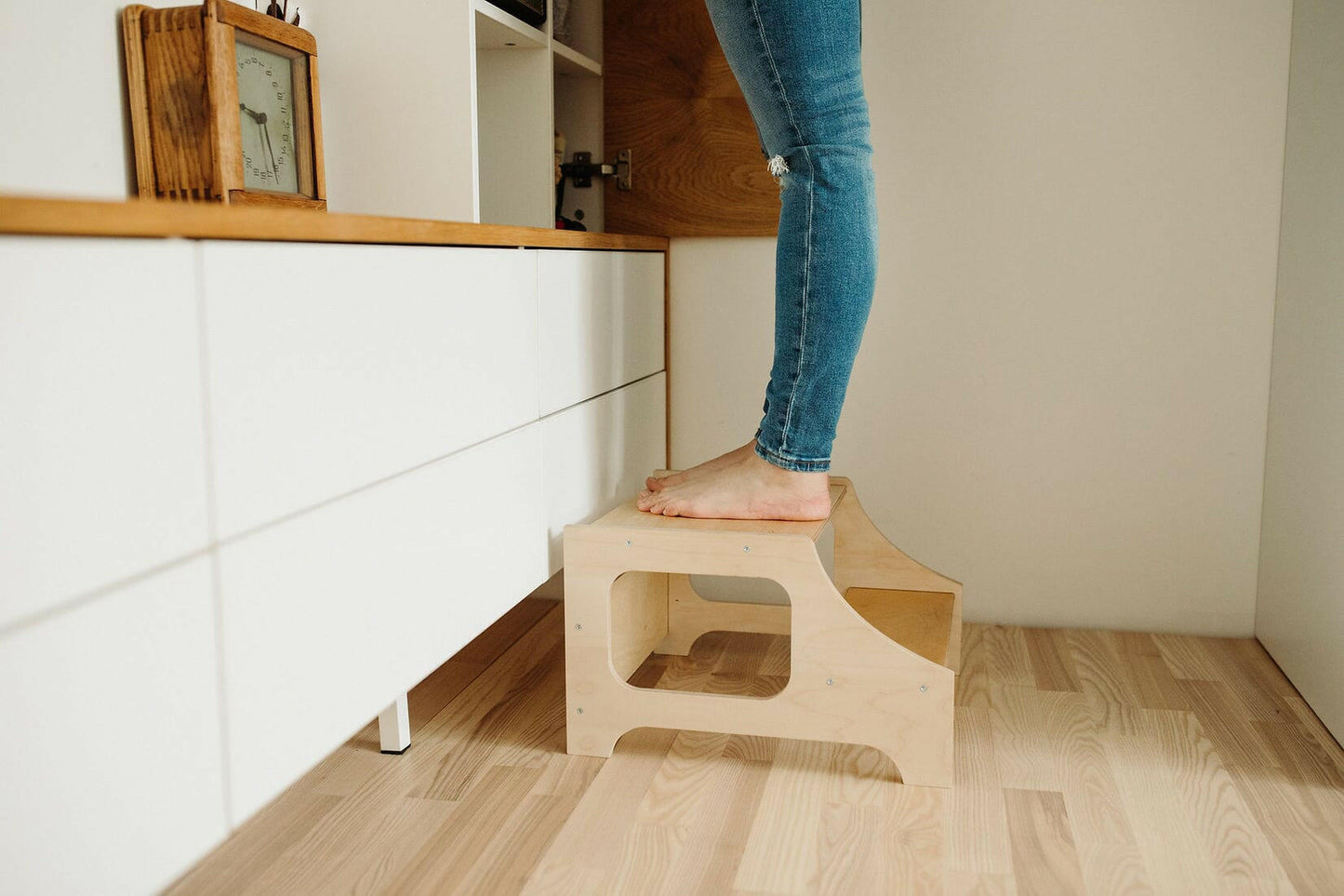Tritthocker Holz, Küchentritt, Lernhocker, Montessori Tritt.
