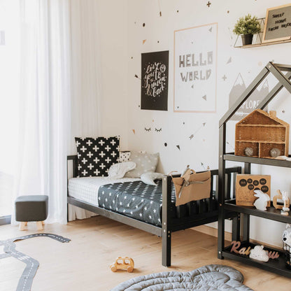 2-in-1 Montessori Kinderbett aus Holz mit Kopf- und Fußteil sowie Beinen