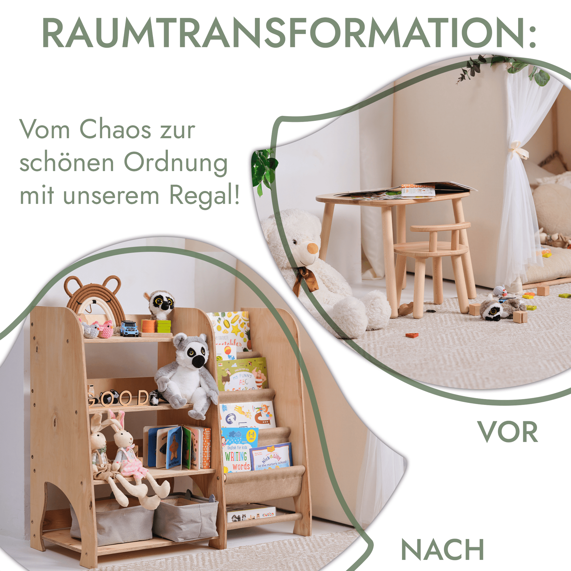 2in1 Montessori - Regal für Bücher und Spielzeug - BesonderesHoch2