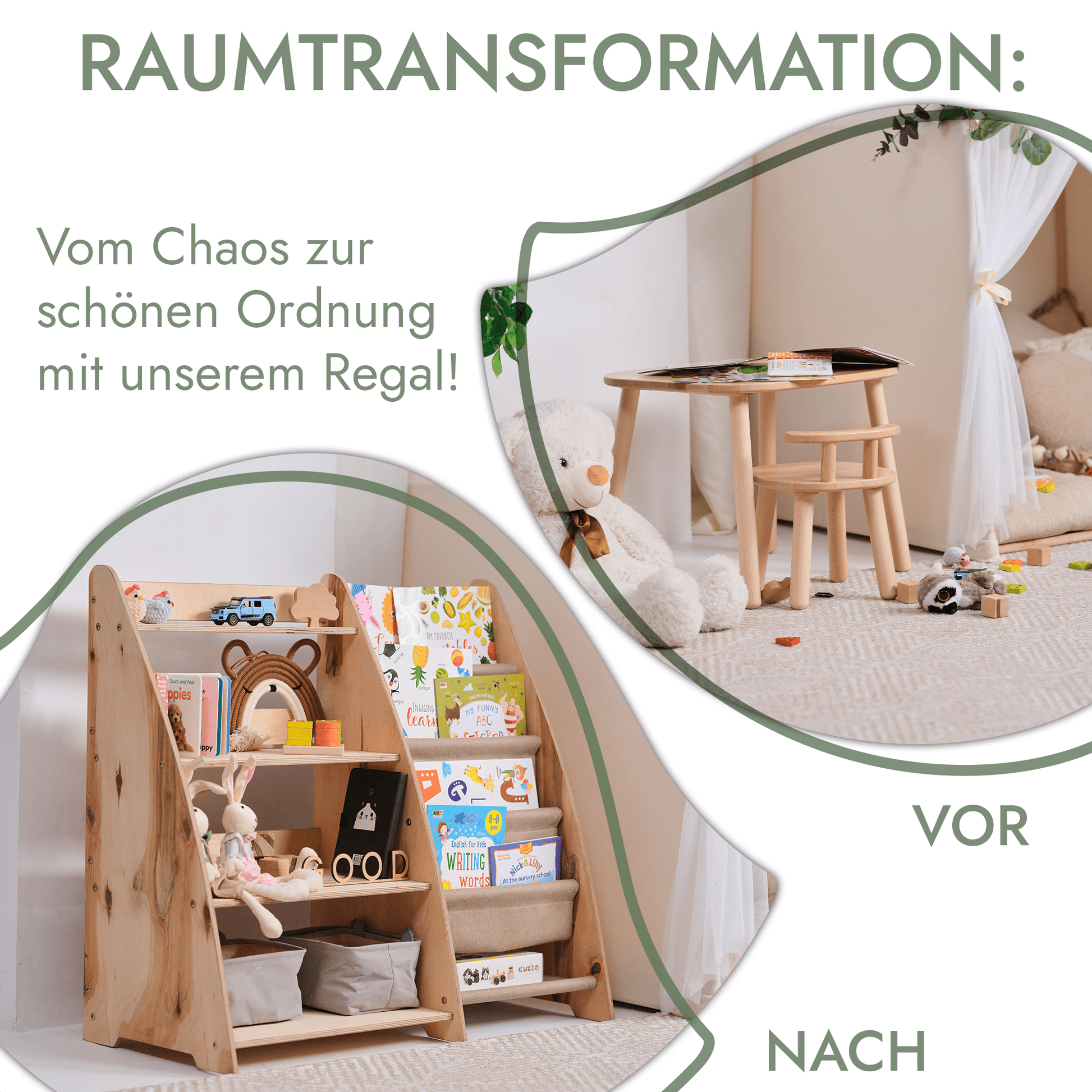 2in1 Montessori - Regal für Kleinkinder – Bücher & Spielzeug - BesonderesHoch2