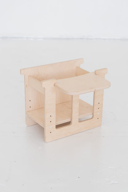 4-in-1 Lernturm NEST aus Holz als Montessori Kitchen Helper mit Tisch und Stuhl