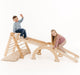 5in1 Montessori Klettergerüst Set: Kletterdreieck mit Rutsche, Kletterbogen, Kletternetz und Kissen, für Kinder 1-7 Jahre – Beige